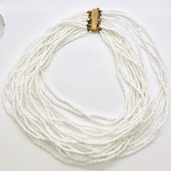 Vintage RARE Signed LES BERNARD White Runway Necklace - Picture 13 of 17